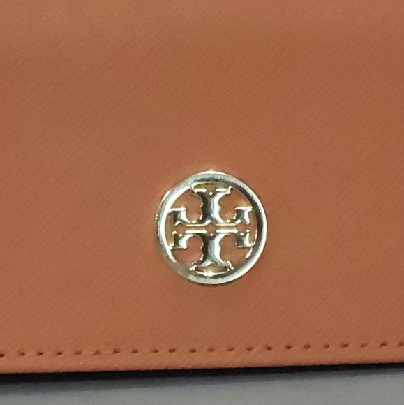 Tory Burch Saddle Brown Saffiano Leather Eyeglass Case Gold Logo - Picture 8 of 8